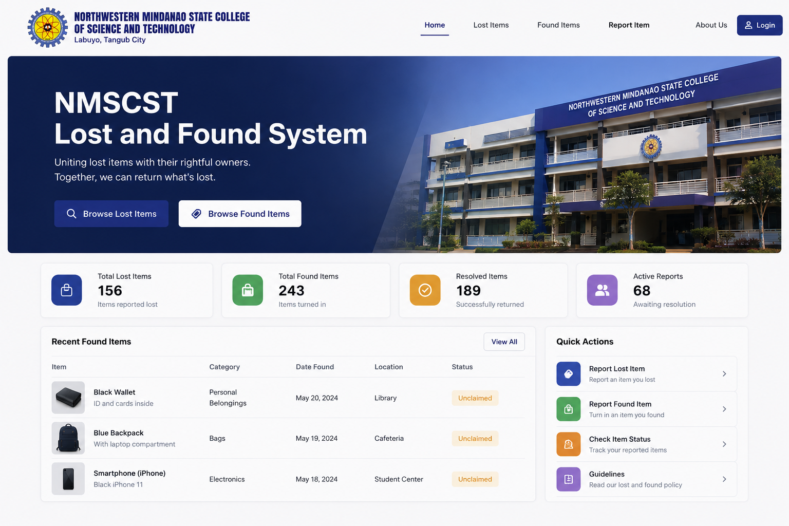 NMSCST Lost and Found System